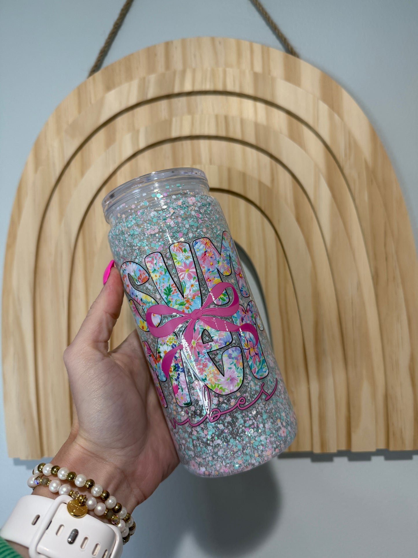 Summer Vibes 15oz Acrylic Glitter Tumbler