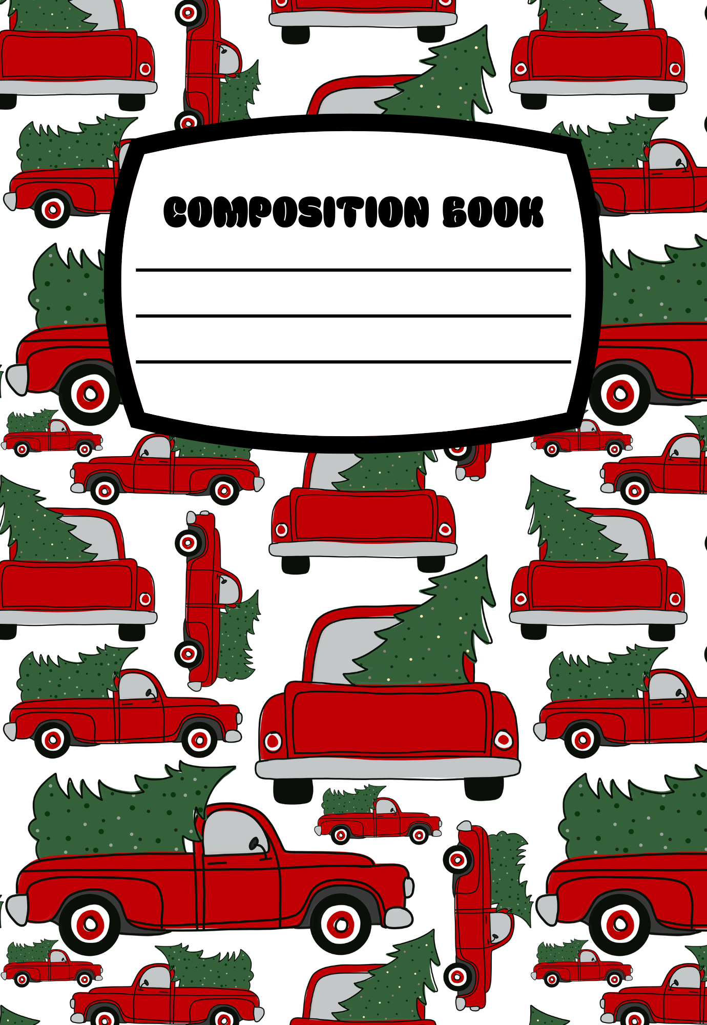 NEW! Red Christmas Tree Truck Notebook | Print