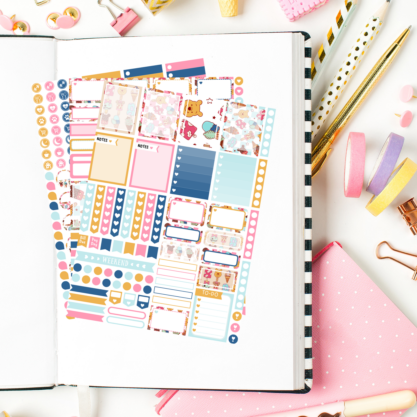 Magical Ice Cream Planner Weekly Sticker Kit