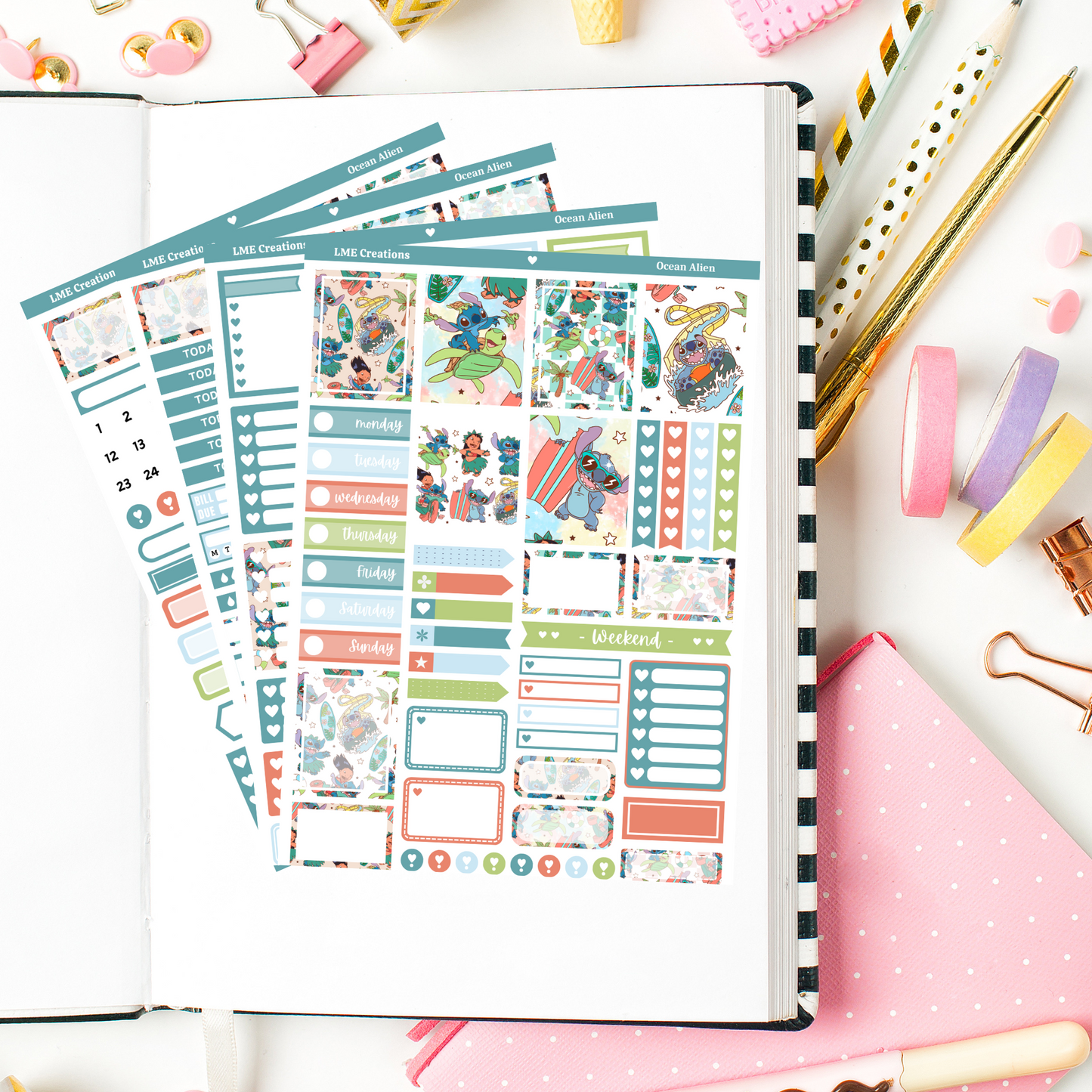 Tropical Alien Planner Weekly Sticker Kit