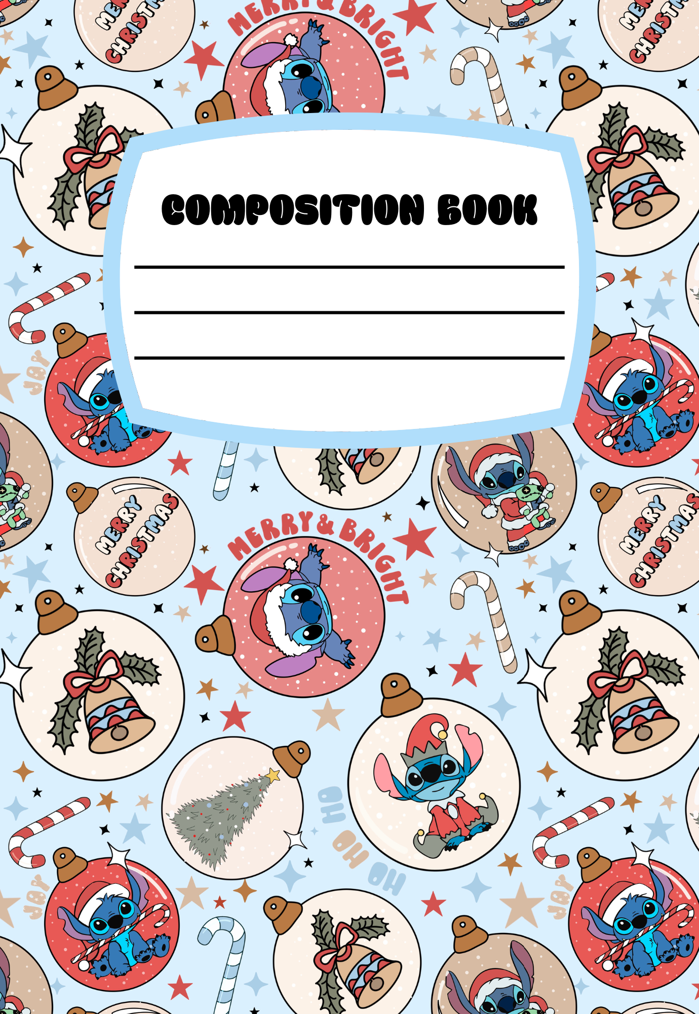 NEW! Blue Alien Christmas Ornaments Notebook | Print