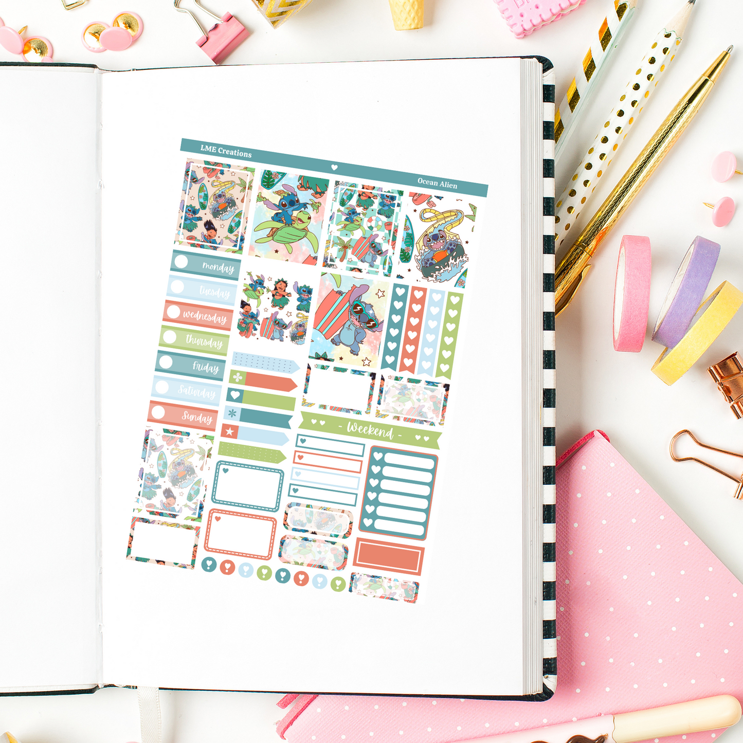 Tropical Alien Planner Weekly Sticker Kit