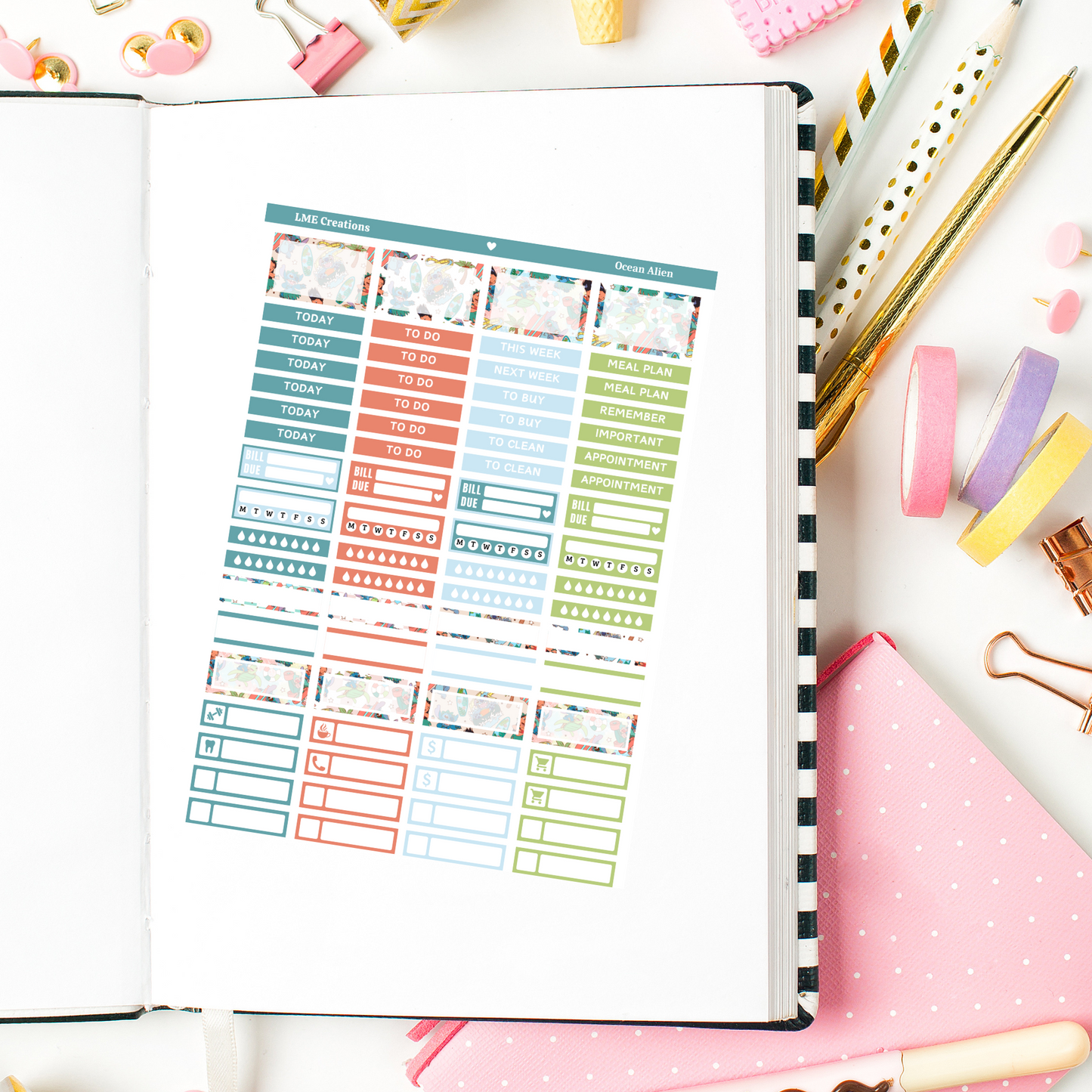 Tropical Alien Planner Weekly Sticker Kit