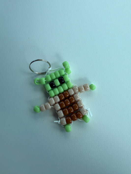 Green Alien Beaded Keychain