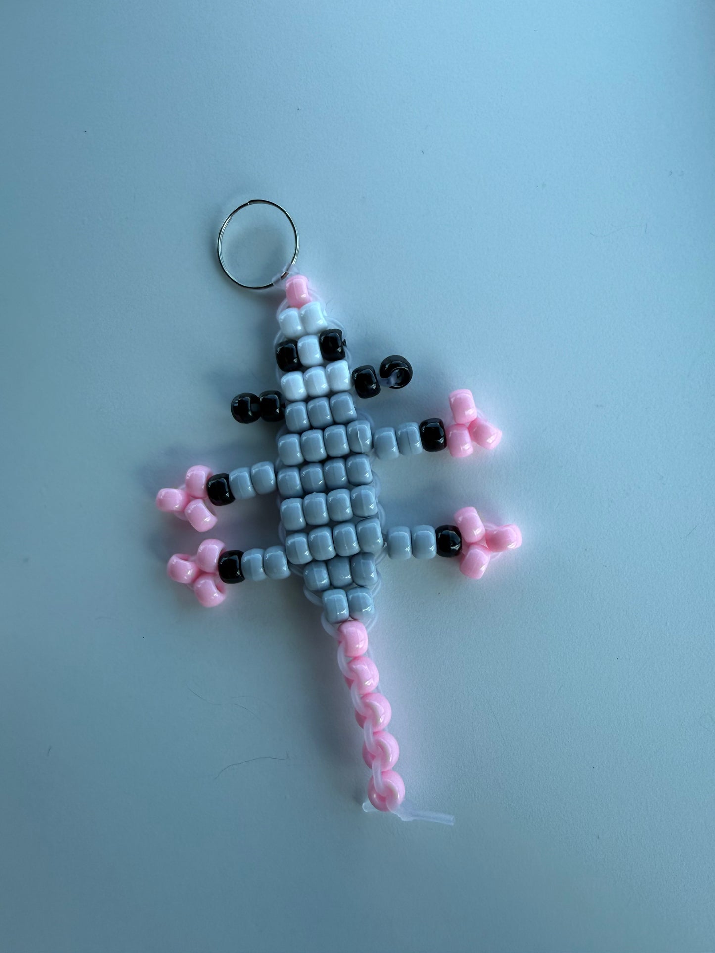 Opossum Beaded Keychain