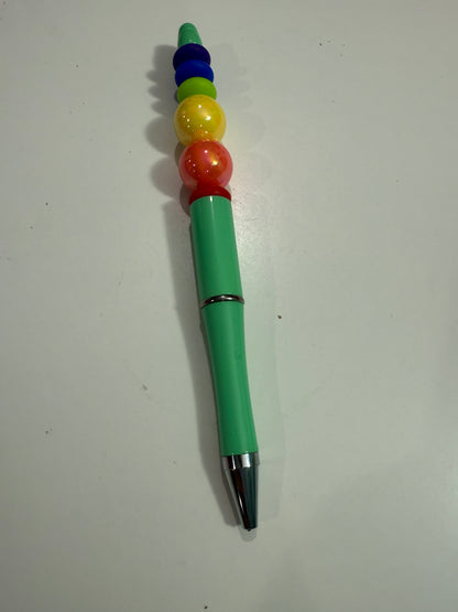 Mint Rainbow Beaded Pen
