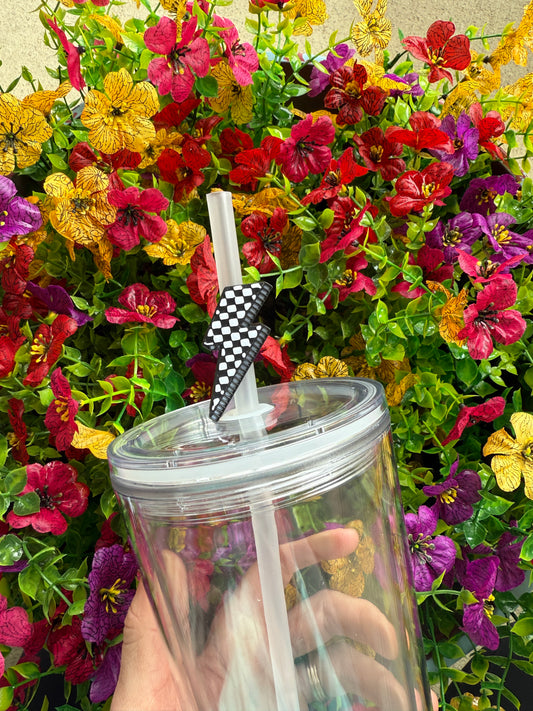 Checkered Bolt Straw Topper | 8 MM Size