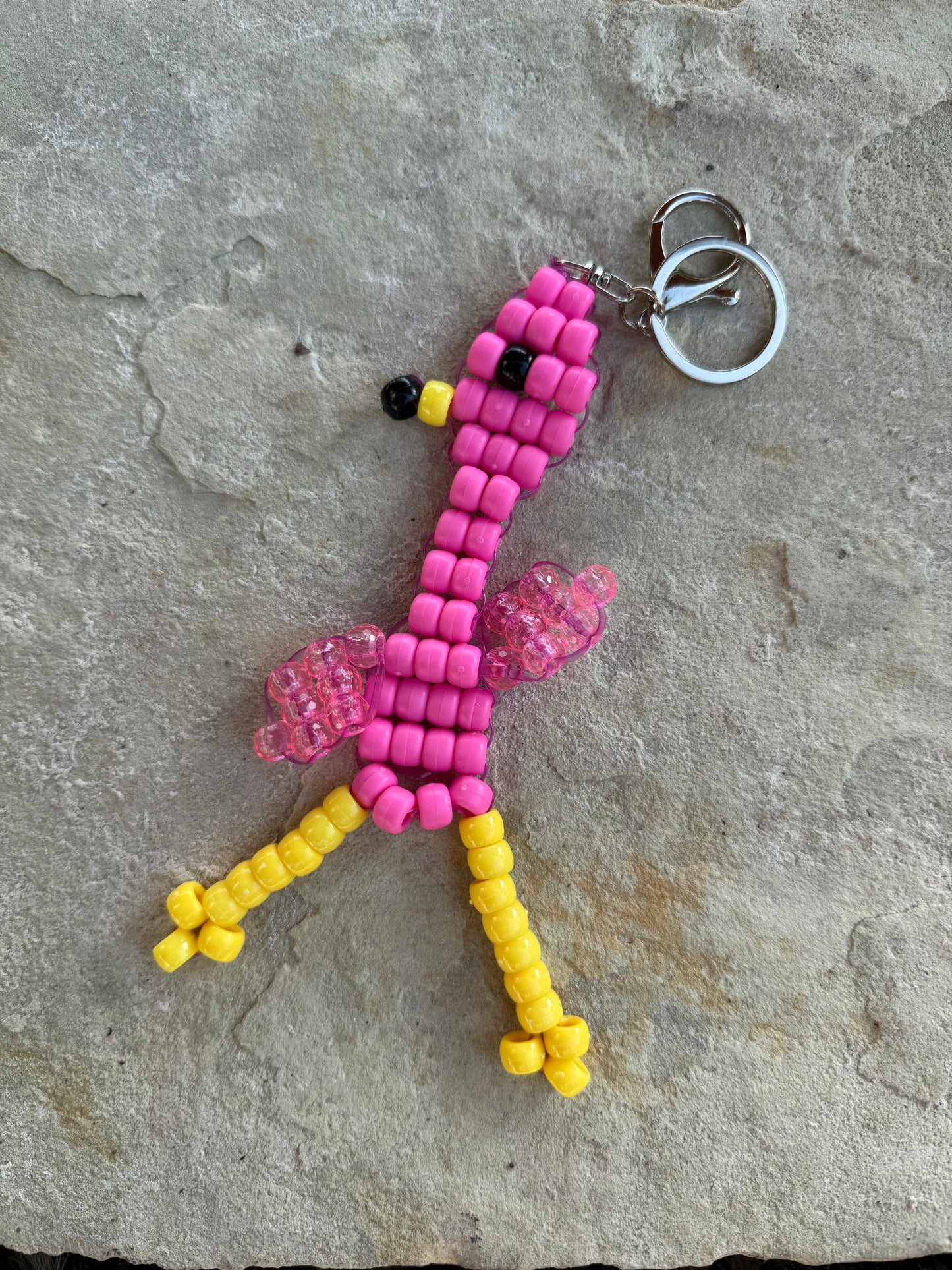 Flamingo Beaded Keychain
