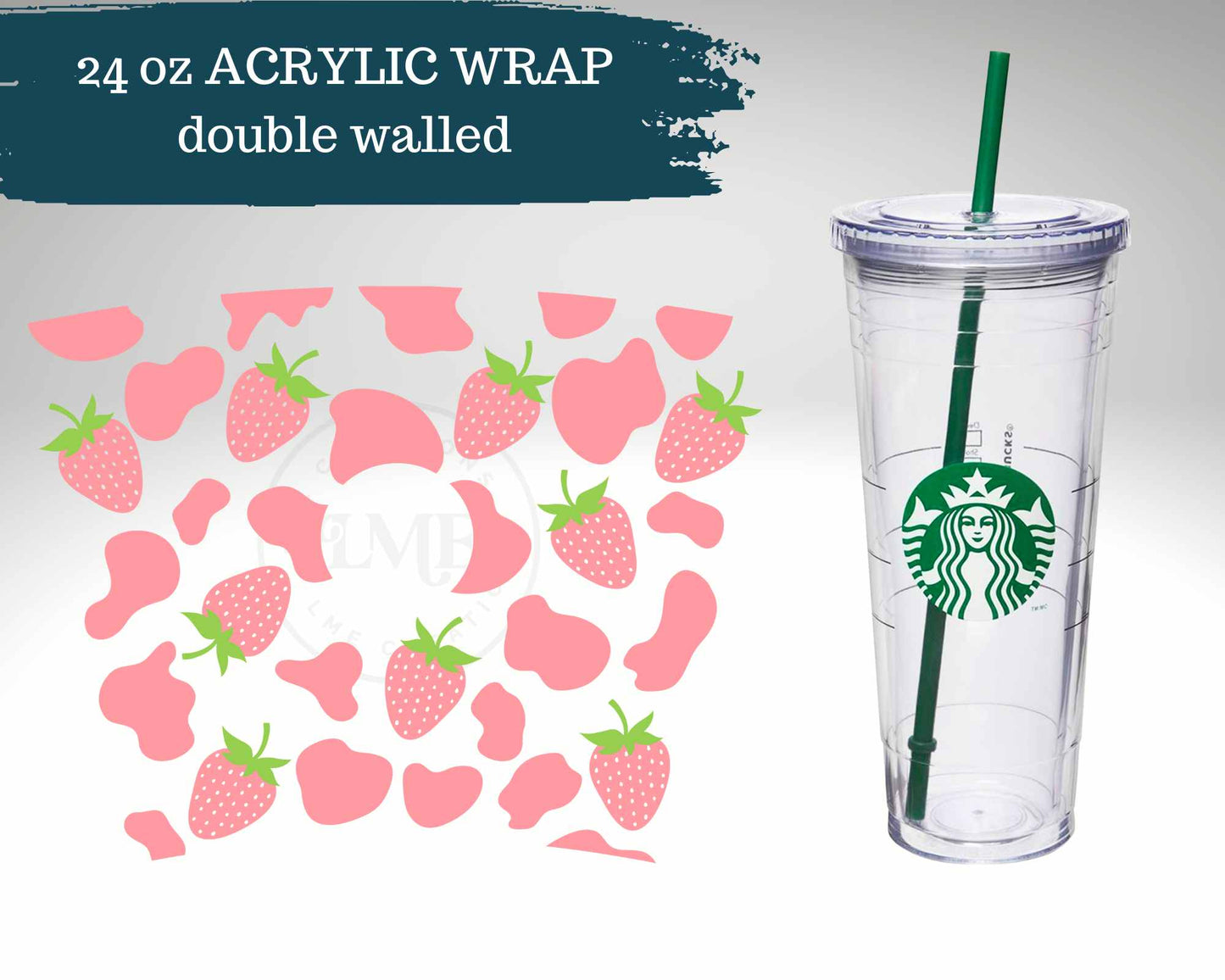Strawberry Cow 24 oz Acrylic Wrap!